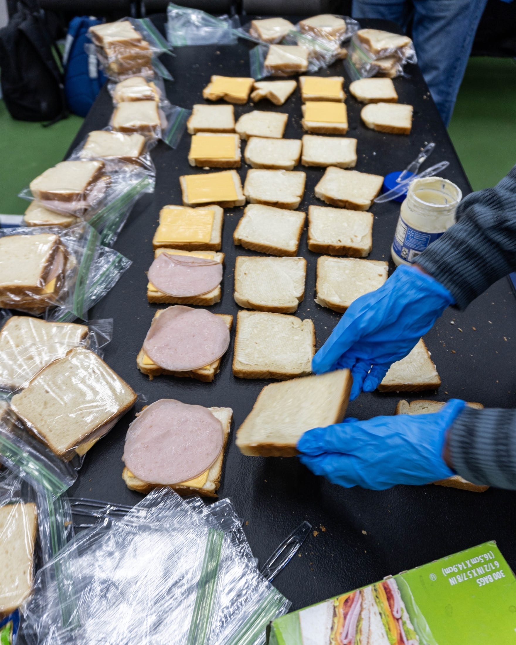 Sandwiches being prepared for Hope Bridges outreach